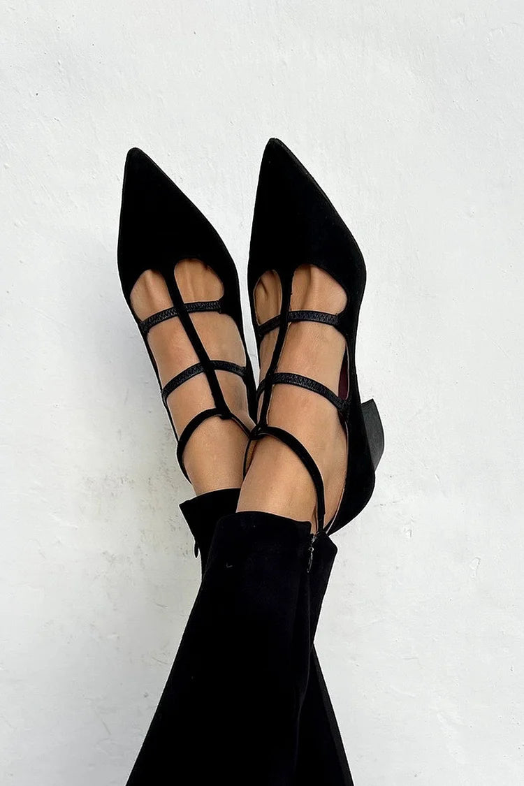 BENEDETTA | POINTED LACE-UP BALLET FLATS
