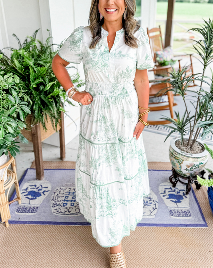 Lily – Ruched Print Tiered Maxi Dress