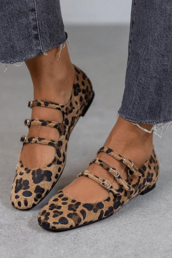 LEOPARDINA | BALLET FLATS WITH ANIMAL PRINT STRAPS