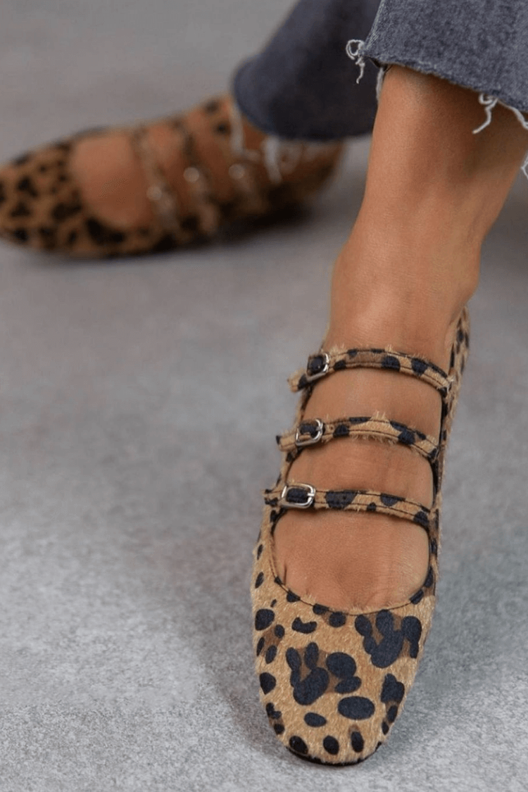 LEOPARDINA | BALLET FLATS WITH ANIMAL PRINT STRAPS