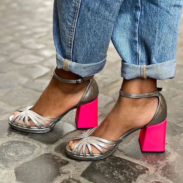 LUMA | METALLIC SANDAL WITH FLUO HEEL