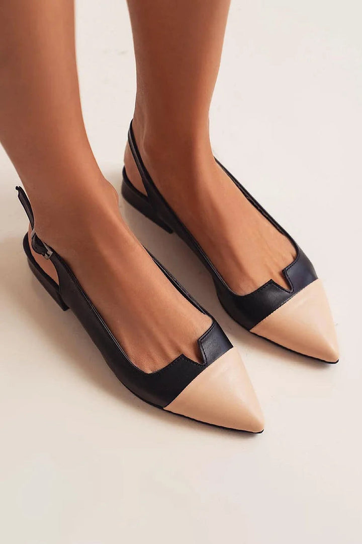 VITTORIA | POINTED BALLET FLATS WITH TWO-TONE DETAIL