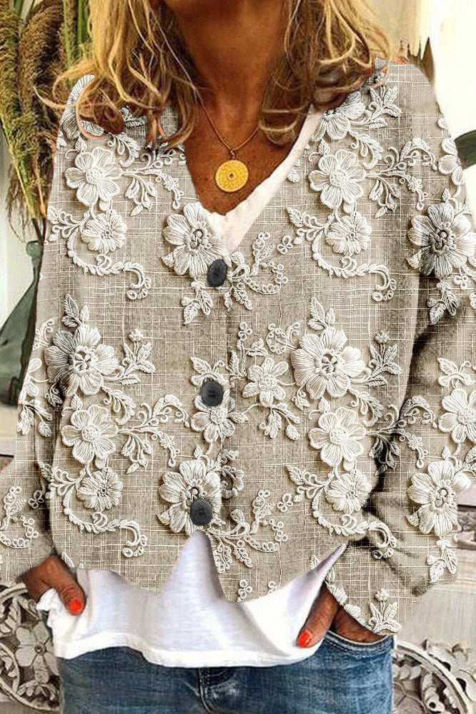 Dahlia - Cardigan with Petal Thread