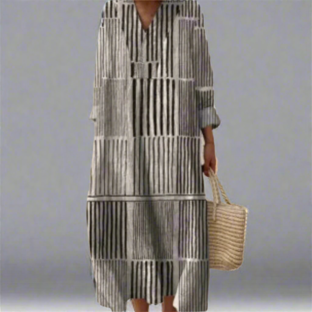 Margot™ | Monochrome Striped Comfort Dress