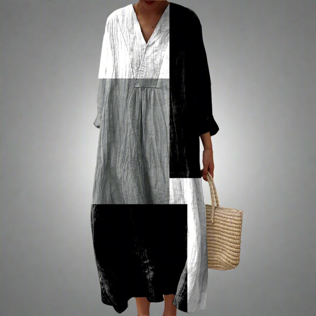Colette™ | Abstract Patchwork Maxi Dress