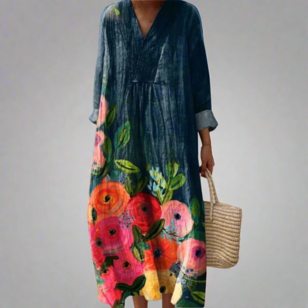 Poppy™ | Watercolor Flower Cotton Maxi Dress