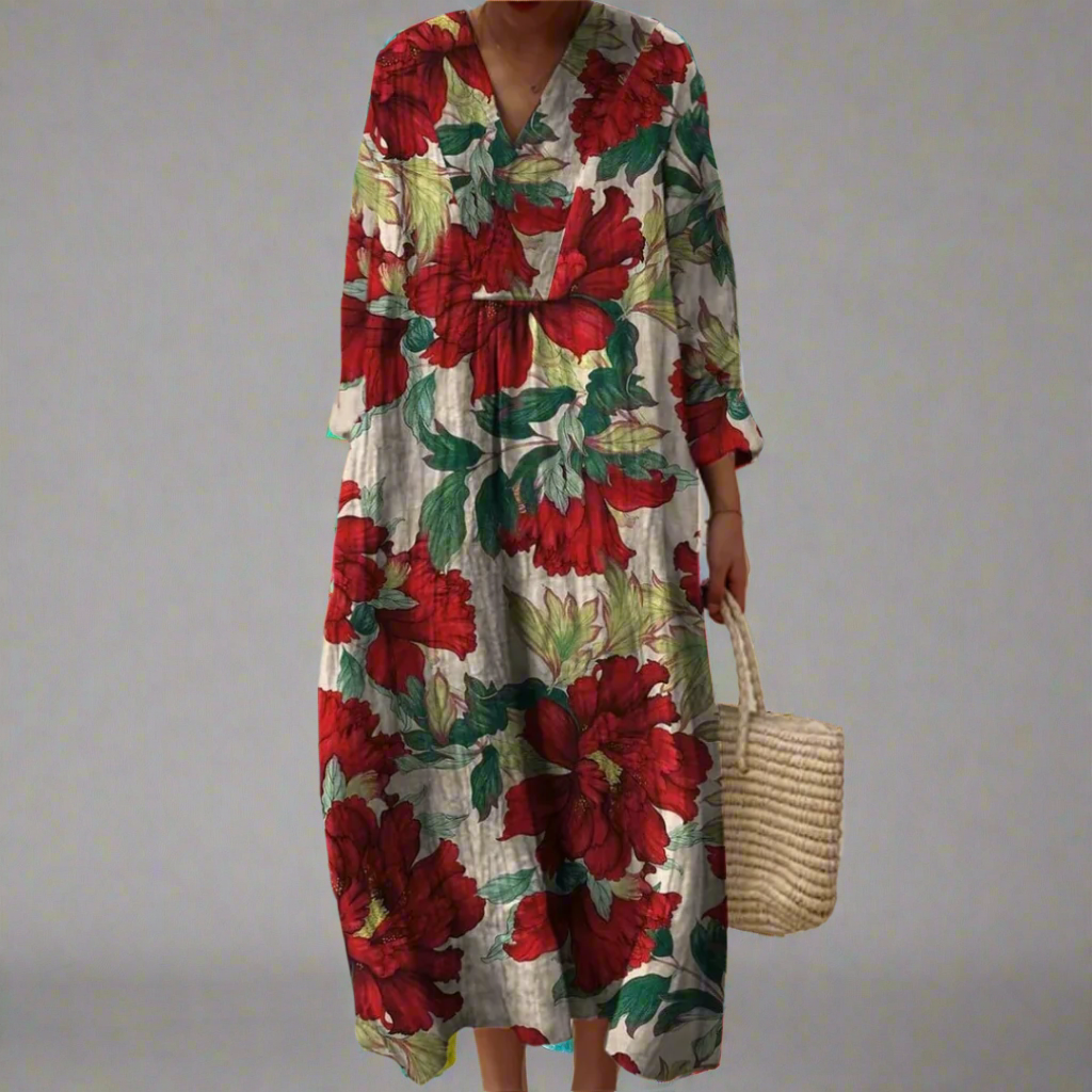 Evelyn™ | Stylish Peony Print Casual Maxi Dress