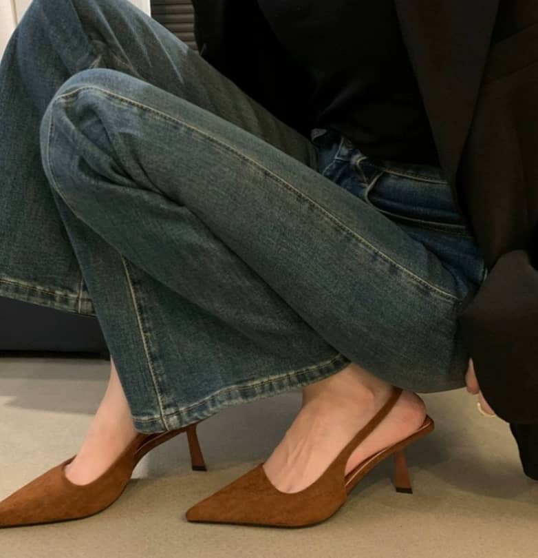 Gia  - Nude Slingback Heels with Slim Heel