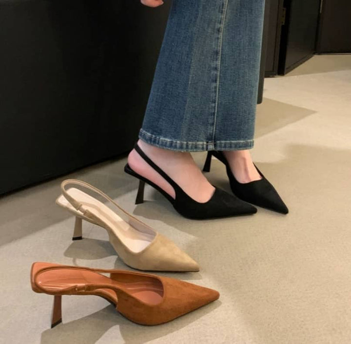 Gia  - Nude Slingback Heels with Slim Heel