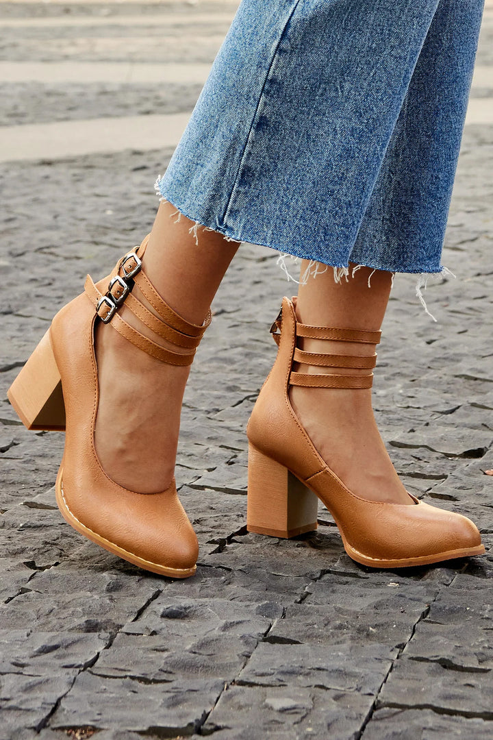 Allegra™ | Sandals with Strap and Thick Heel