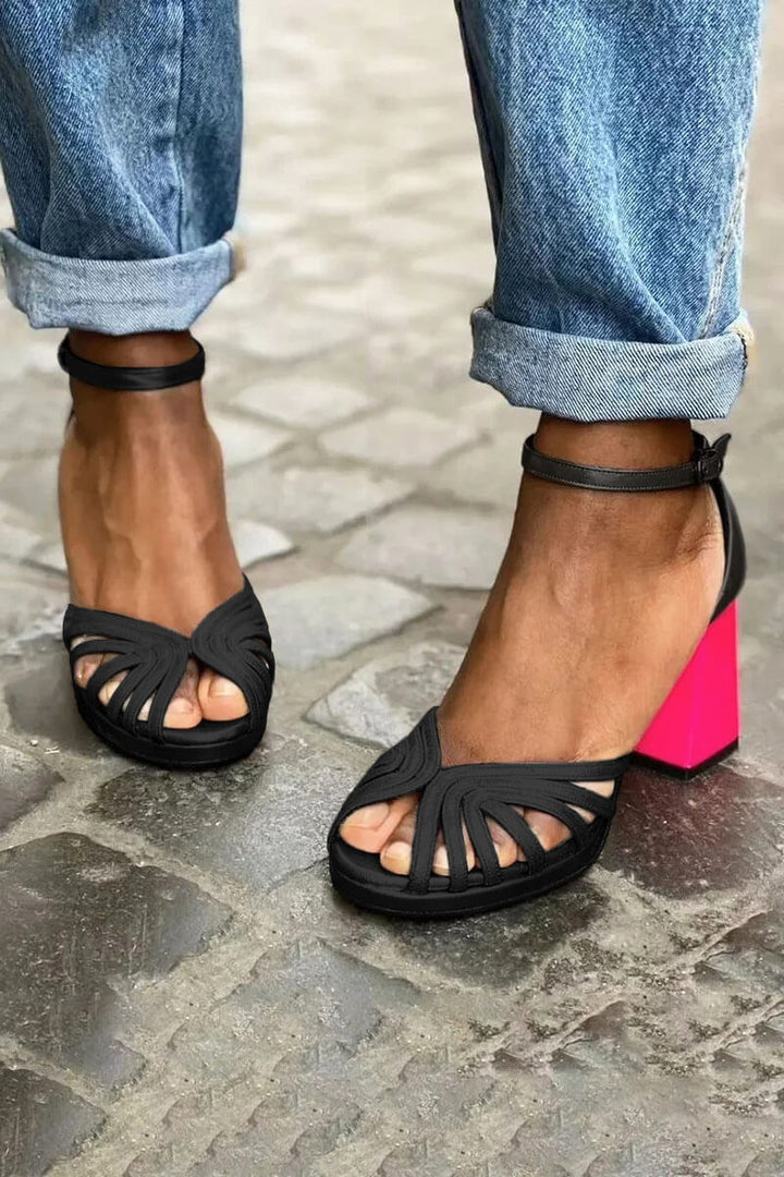 LUMA | METALLIC SANDAL WITH FLUO HEEL