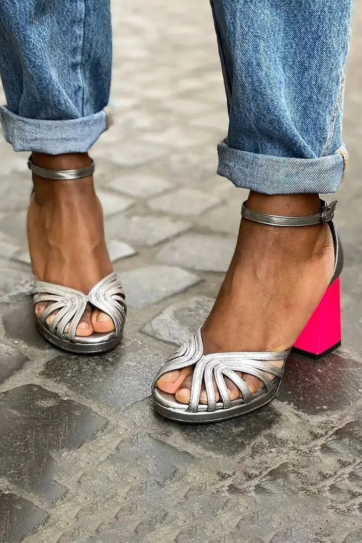 LUMA | METALLIC SANDAL WITH FLUO HEEL