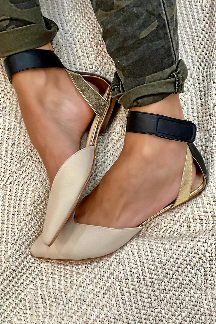 ELENA | POINTED TOE BALLET FLATS WITH ANKLE STRAP