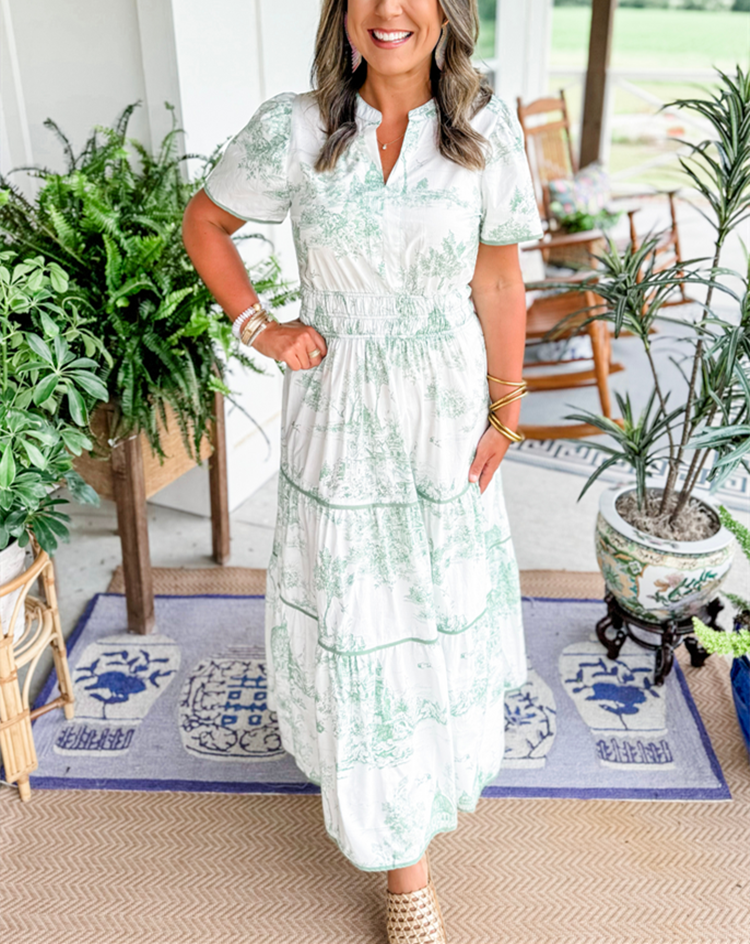 Lily – Ruched Print Tiered Maxi Dress