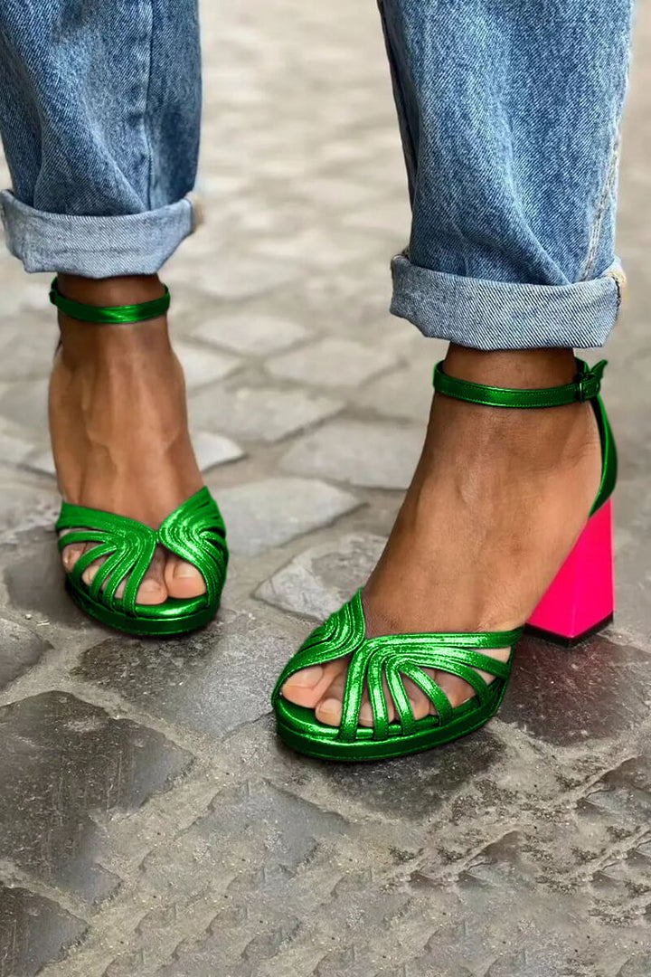 LUMA | METALLIC SANDAL WITH FLUO HEEL