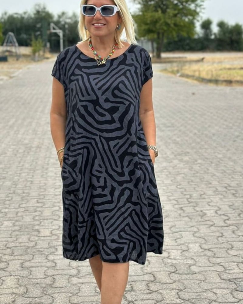 Esme™  – Summer Dress with Round Neckline and Beautiful Pattern