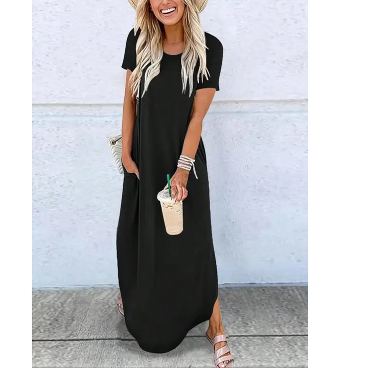 HATTIE – Casual Summer Round Neck Maxi Dress