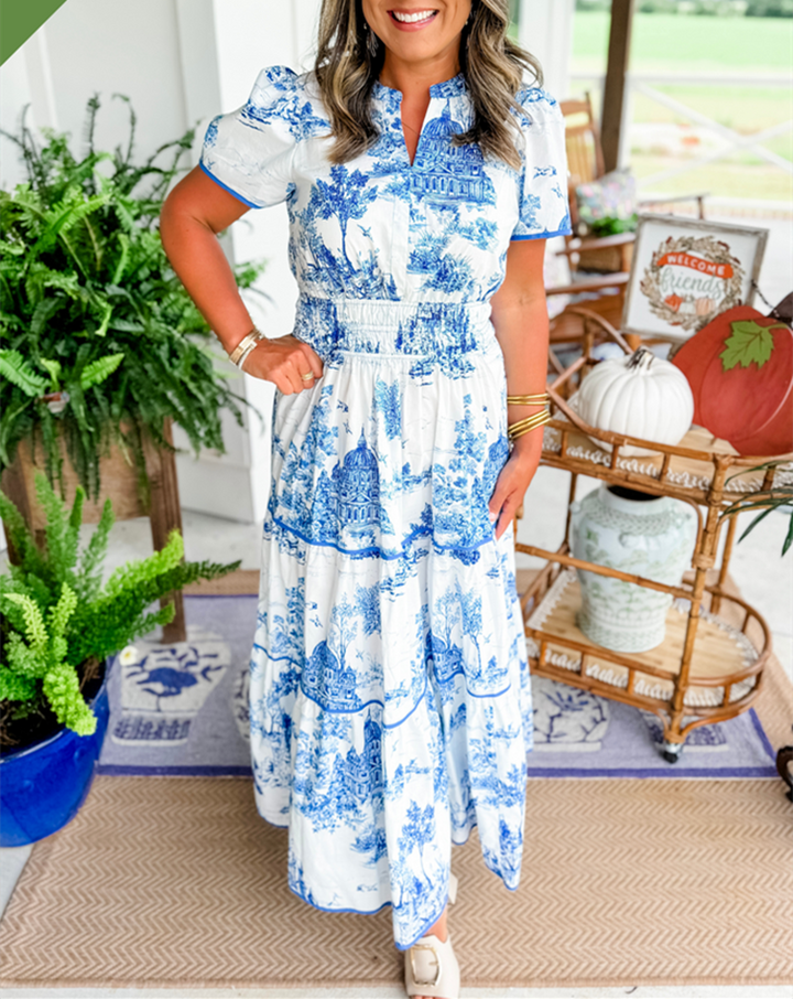 Lily – Ruched Print Tiered Maxi Dress