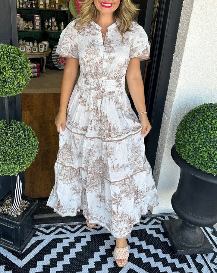 Lily – Ruched Print Tiered Maxi Dress