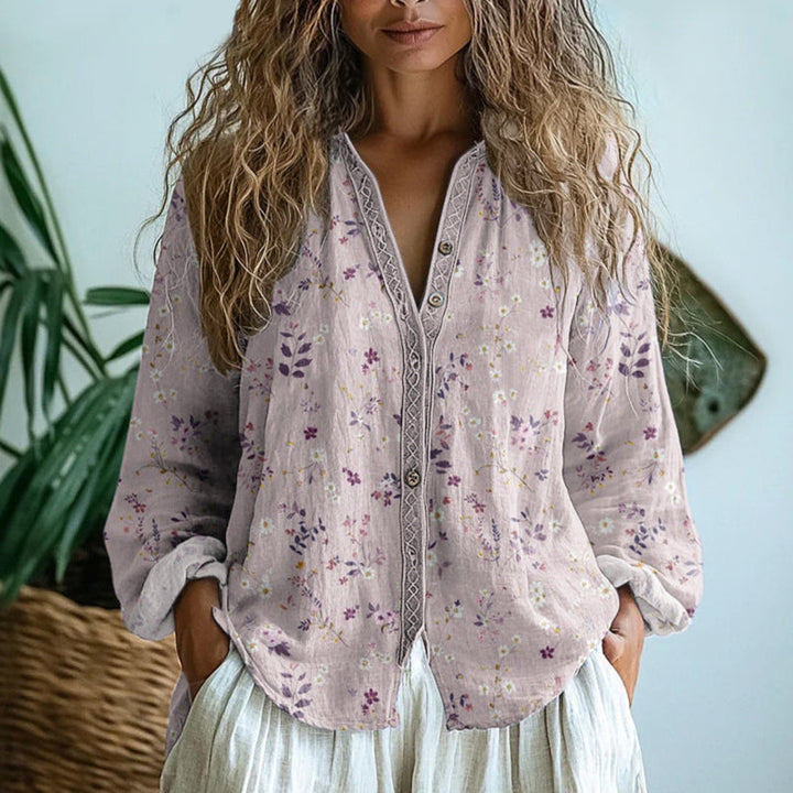 Elie Vintage Blouse With Leaf Print