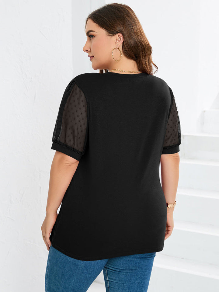 Maaike – Sheer Sleeve V-Neck Top