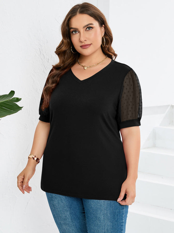 Maaike – Sheer Sleeve V-Neck Top