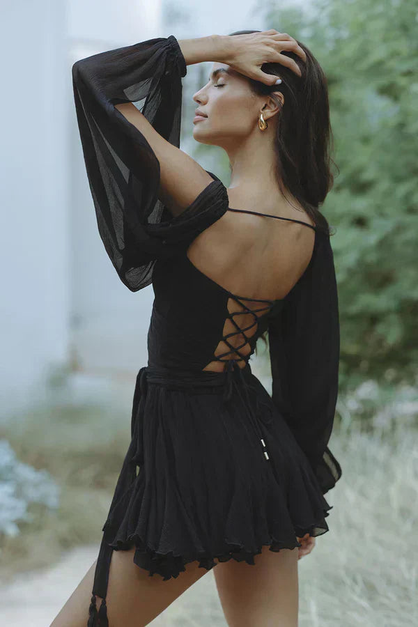 Angelina - Playful Mini Dress with Balloon Sleeves